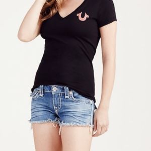 True Religion Joey Cut Off Super T Denim Shorts